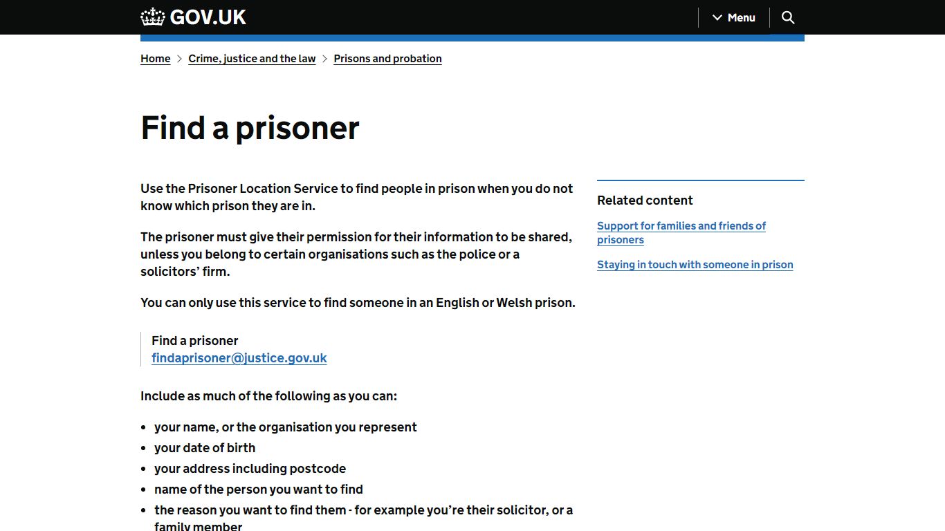 Find a prisoner - GOV.UK